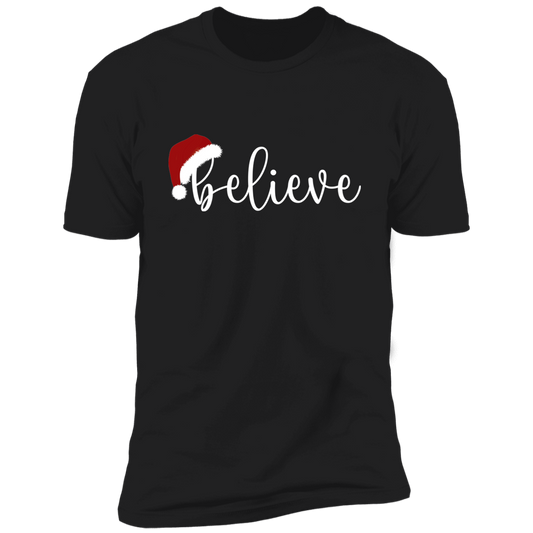 BELIEVE with Santa Hat | Christmas T-shirt
