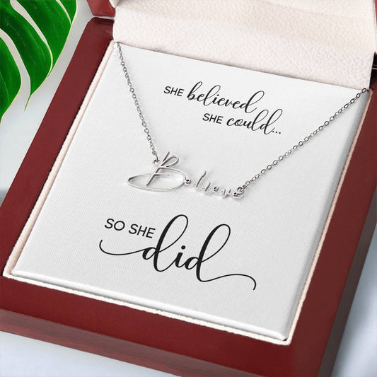 BELIEVE | She Believed She Could, So She Did - Personalized Name Necklace (WC)