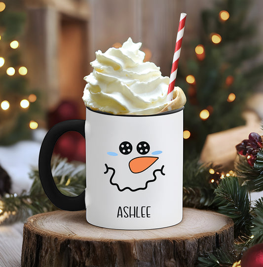 SECRET SANTA SNOWMAN FACE | Personalized 11oz Hot Cocoa, Coffee Mug