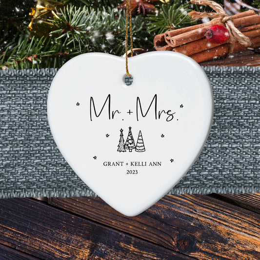 HEART ORNAMENT | Personalized Mr. + Mrs.  (First Christmas Married)