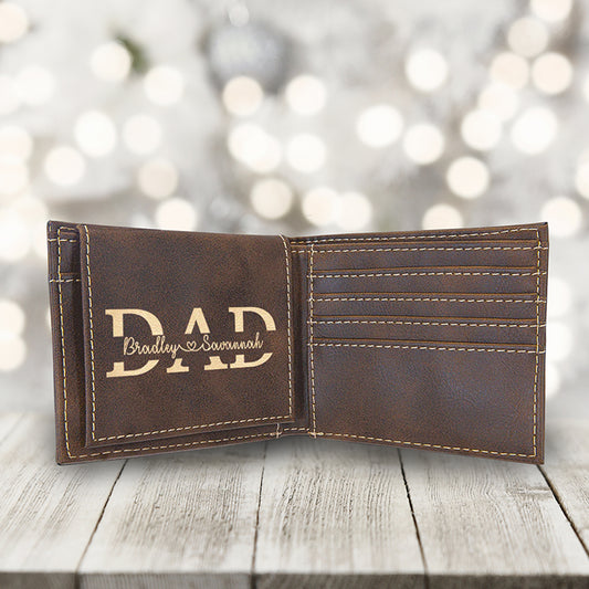 DAD MONOGRAM SPLIT | Premium Leather Bifold Wallet