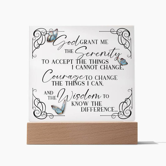 SERENITY PRAYER - Butterly, Change, Support | Acrylic Plaque with Base