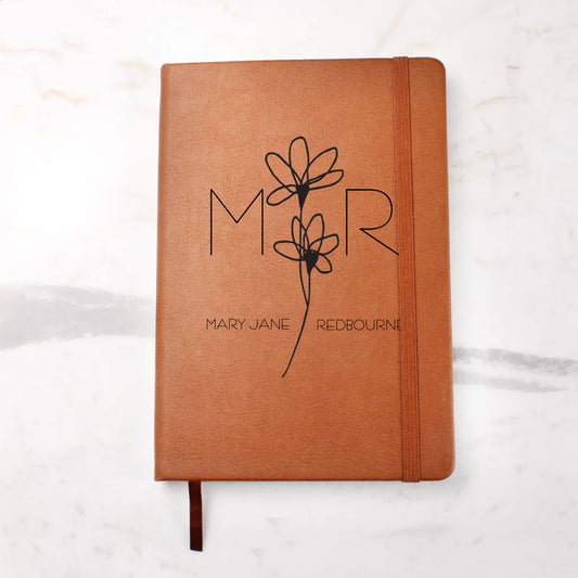 FLORAL LINE ART | Personalized Vegan Leather Journal